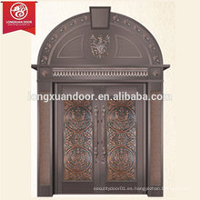 Puerta de bronce comercial o residencial, Puerta de cobre antiguo con tapa arqueada